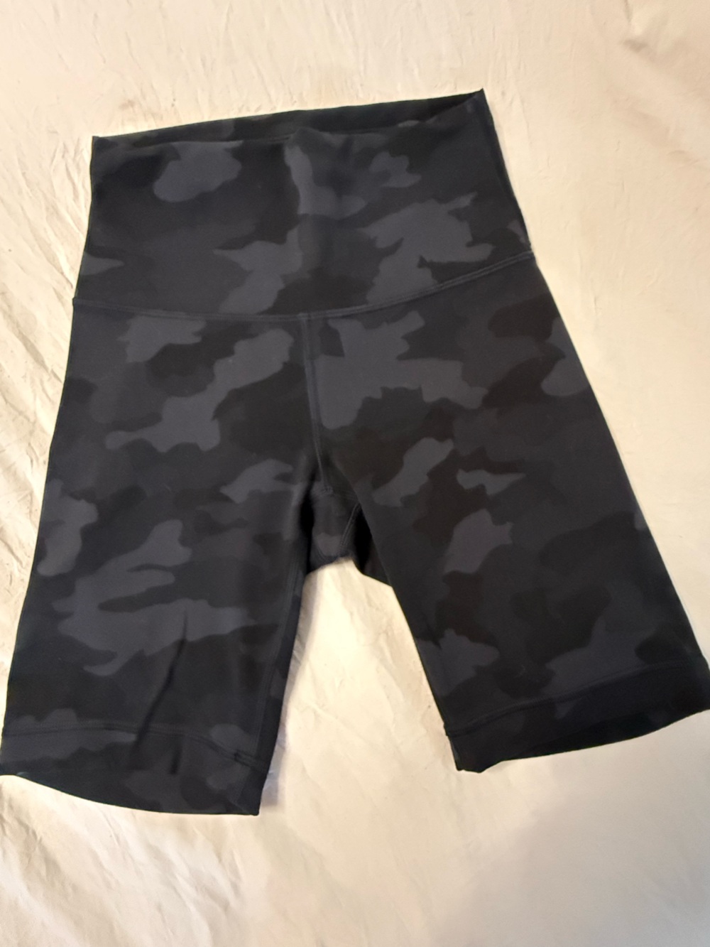 High-Waist Black Camo Women's Bike Shorts